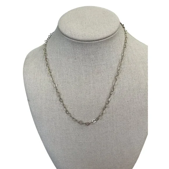 Sterling Silver 925 Dainty Heart Chain Necklace 2.9g 17" Length Made In Italy - Picture 2 of 6